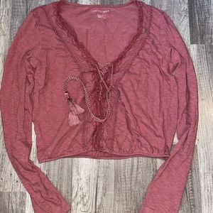 Long sleeve American Eagle Crop Top